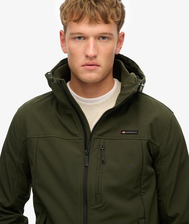 SUPERDRY HOODED SOFTSHELL TREKKER JKT SURPLUS GOODS OLIVE GREEN M5012327A