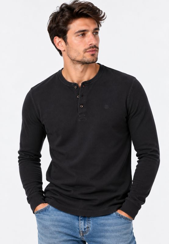 SUPERDRY WAFFLE LONG SLEEVE HENLEY TOP FRENCH BLUE M6010975A
