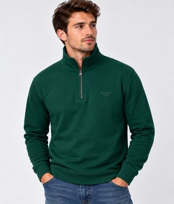 SUPERDRY ESSENTIALSERIF LOGO HALF ZIP VARSITY GREEN M2014700A