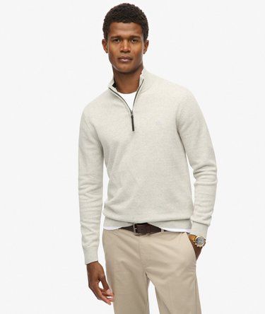 SUPERDRY PREP ESSENTIAL  COTTON HALF ZIP LIGHTNING GREY MARL M6110768A