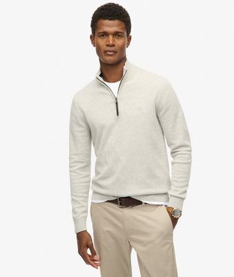 SUPERDRY PREP ESSENTIAL  COTTON HALF ZIP LIGHTNING GREY MARL M6110768A