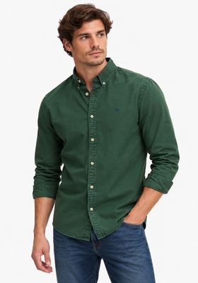 SUPERDRY GARMENT DYED L/S SHIRT TUMBLED GREEN M4011194A