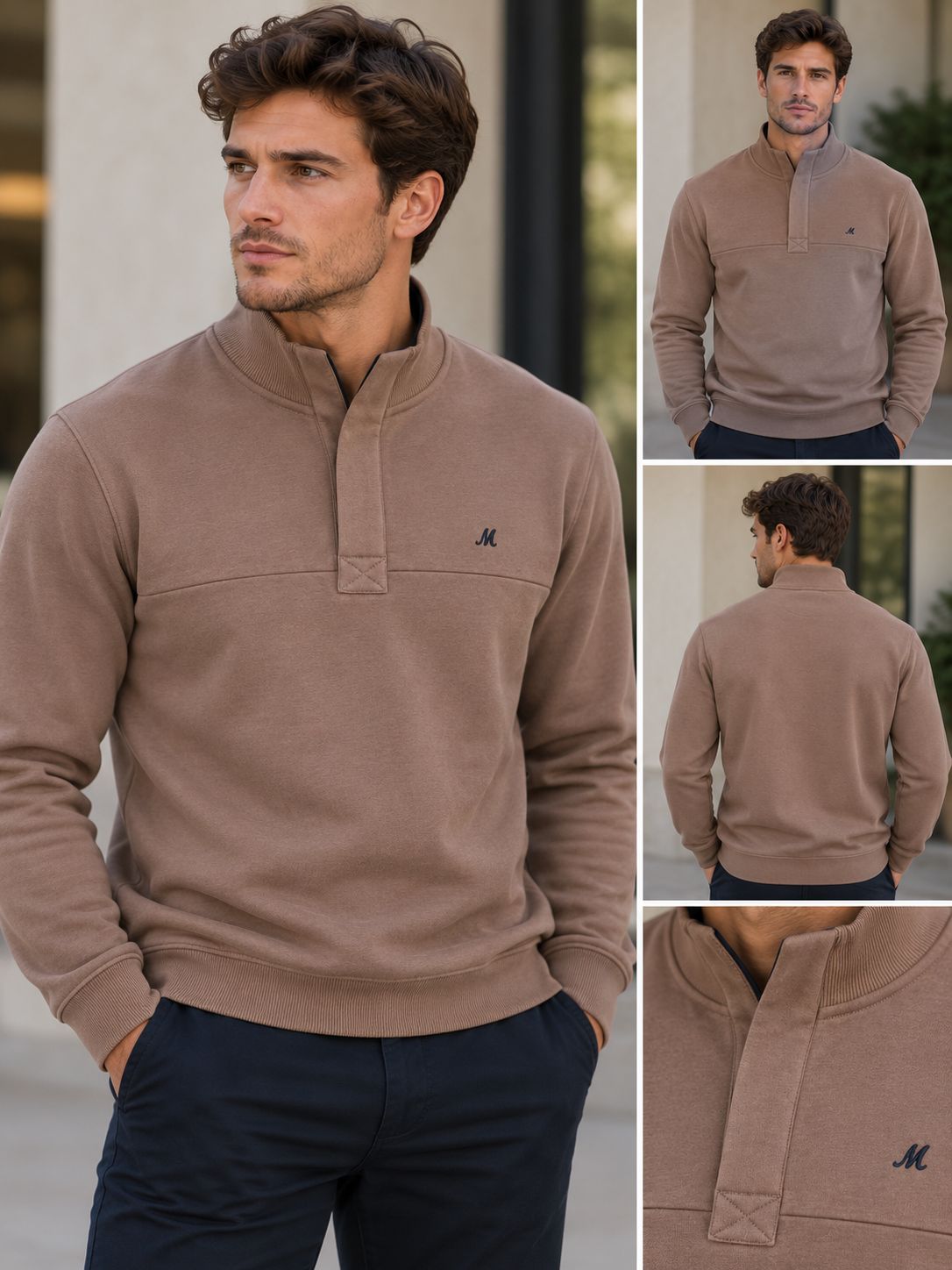 ML301581 RIDLEY 1/4 ZIP FUNNEL NECK CHOCOLATE
