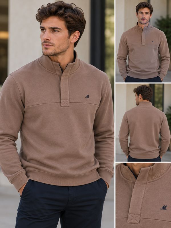 ML301581 RIDLEY 1/4 ZIP FUNNEL NECK CHOCOLATE ML301581 RIDLEY 1/4 ZIP FUNNEL NECK CHOCOLATE