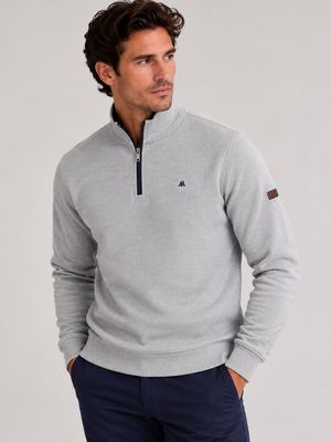 ML301590 BRENDAN RIBBED 1/4 ZIP GREY