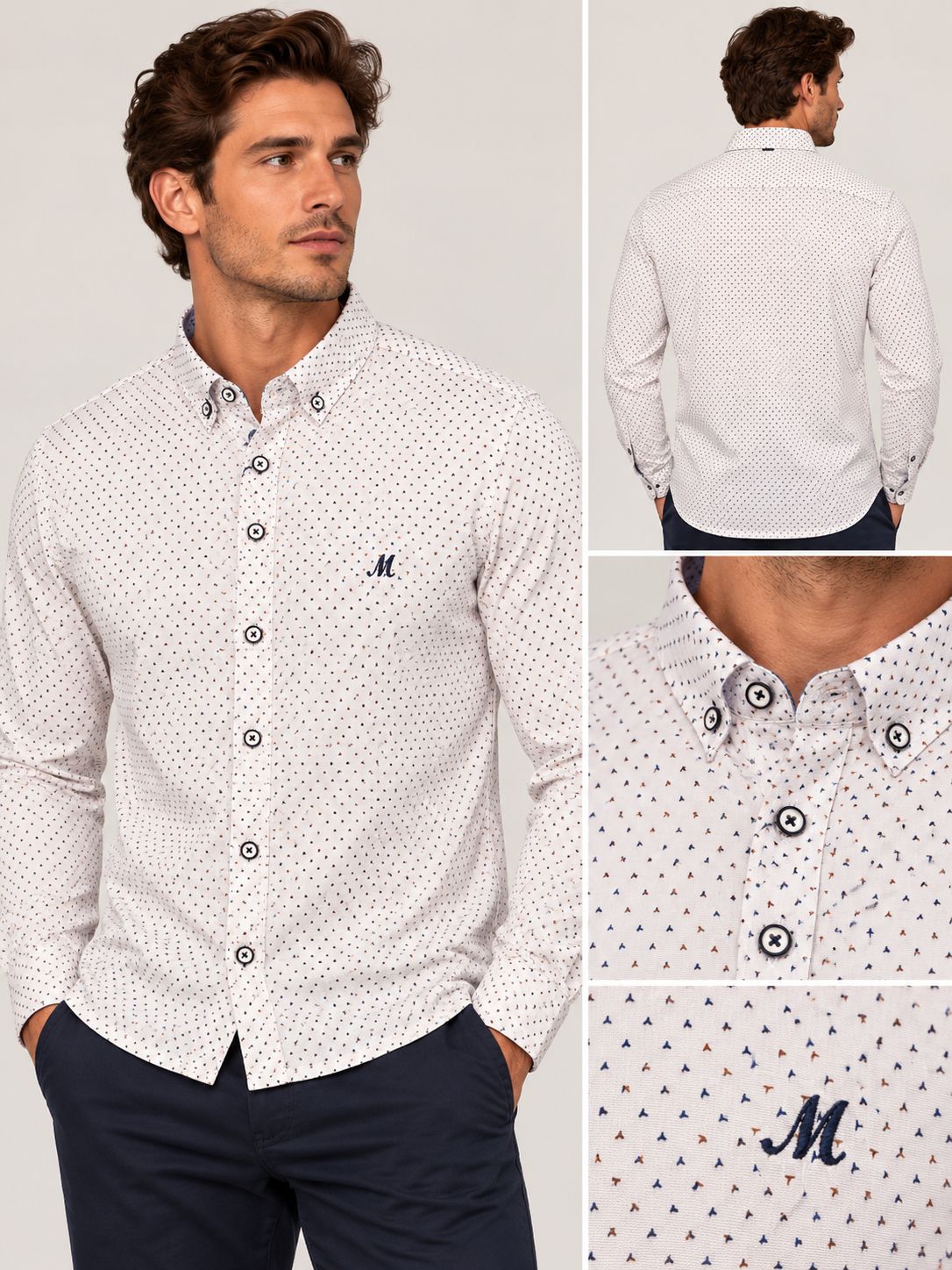 ML252326 MARLEY LS SHIRT WHITE/NAVY