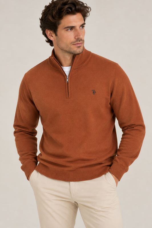 TOM PENN 1/4 ZIP RUST TP053K