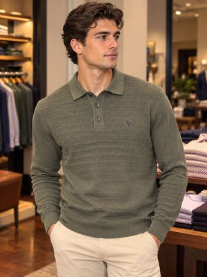 TOM PENN 3 BUTTON POLO OLIVE TP080K