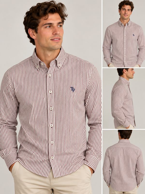 TOM PENN STRIPE SHIRT BURG TP936