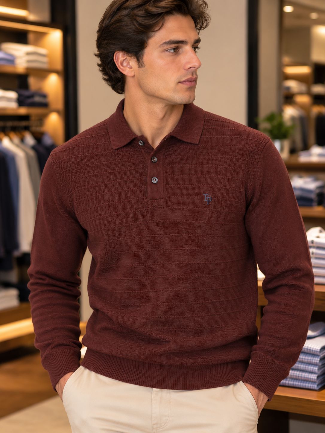 TOM PENN 3 BUTTON POLO DKBURG TP080K