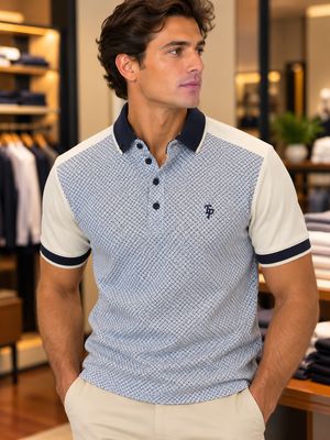 TP POLO FRONT PRINTED POLO WH BLU TPP988