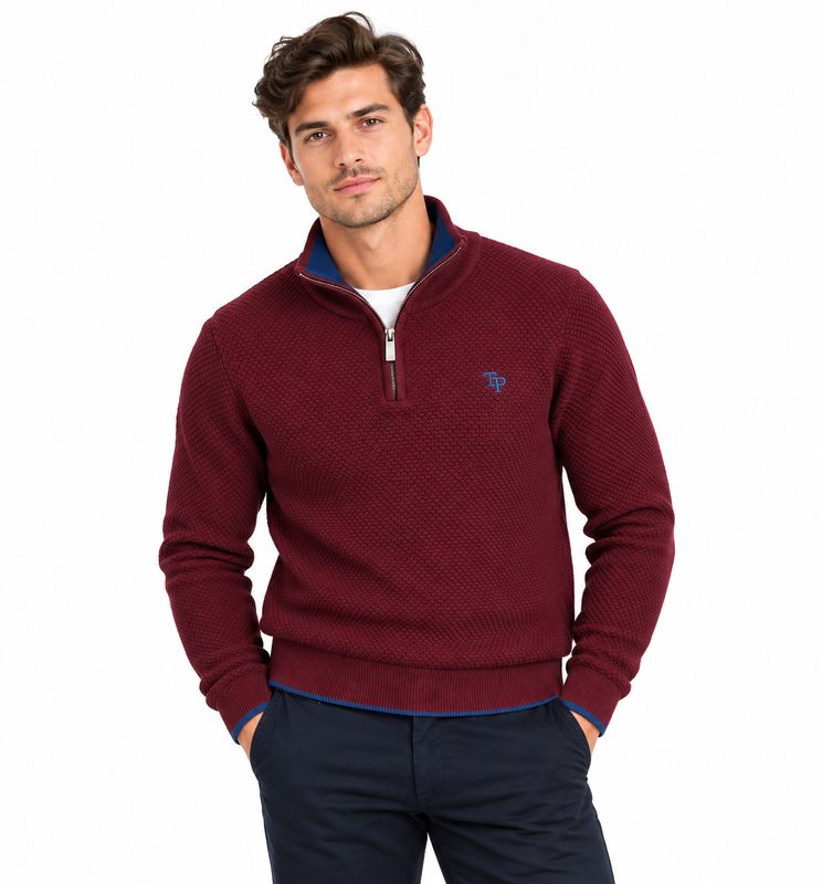 TOM PENN MAYO 1/4 ZIP KNIT DKBURG TP085K