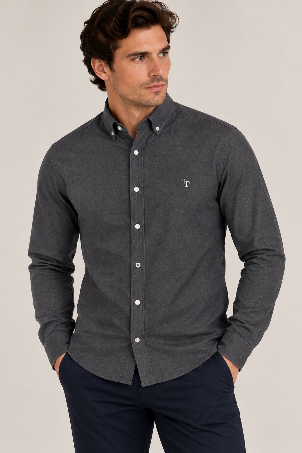 TOM PENN L/S SHIRT SLATE TP330