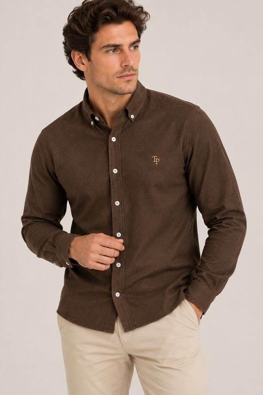 TOM PENN L/S SHIRT BROWN TP330