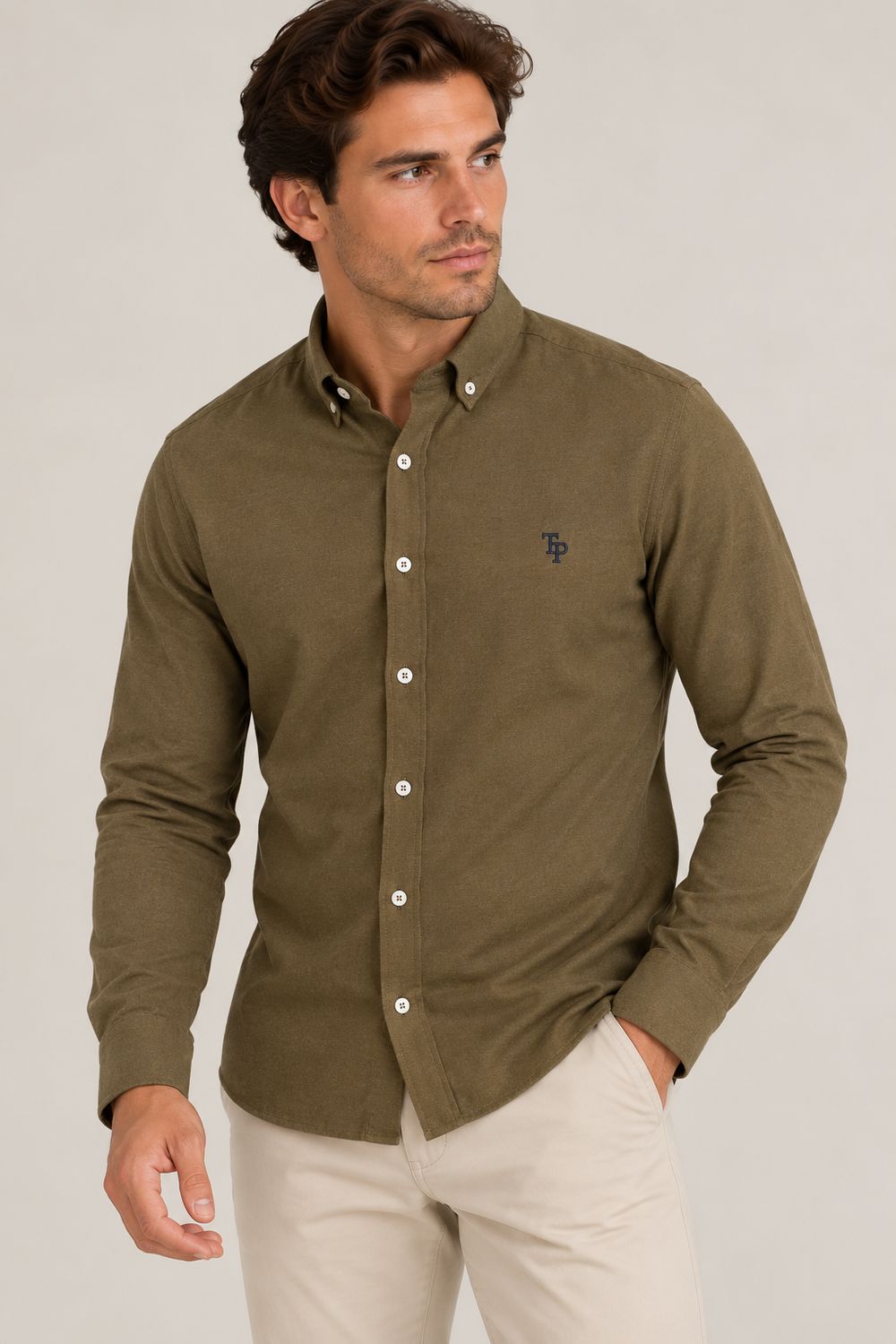 TOM PENN L/S SHIRT DKTAN TP330