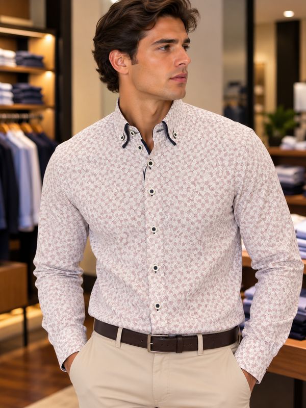 ADVISE PRINTED  DOUBLE COLLAR SHIRT BURG AD923