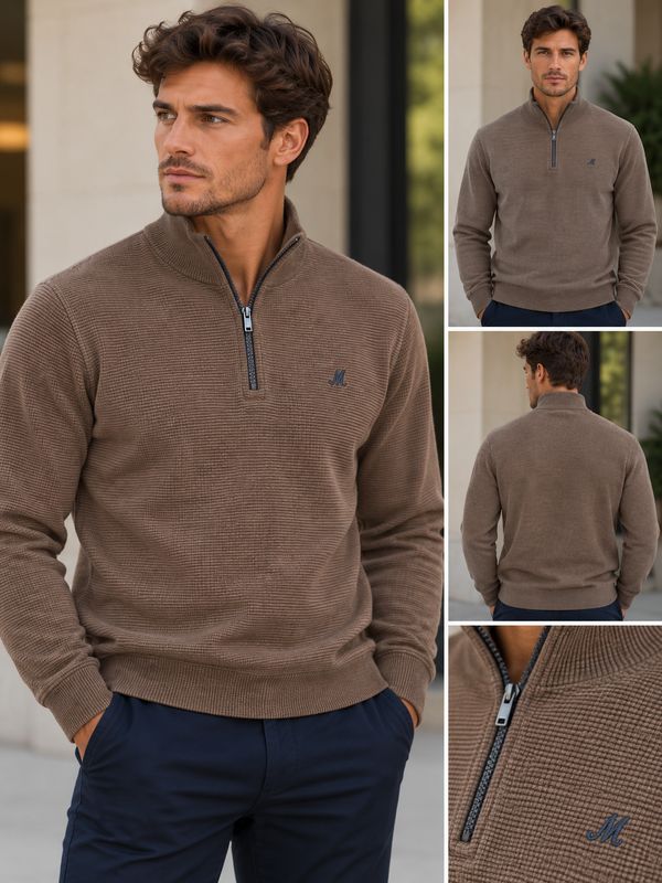 ML301590 BRENDAN RIBBED 1/4 ZIP EARTH ML301590 BRENDAN RIBBED 1/4 ZIP EARTH