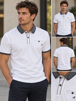 ML211521 MATTY 200GSM B/D JERSEY POLO WHITE