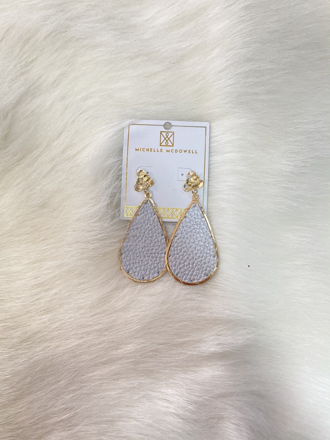 Silver leather earrings