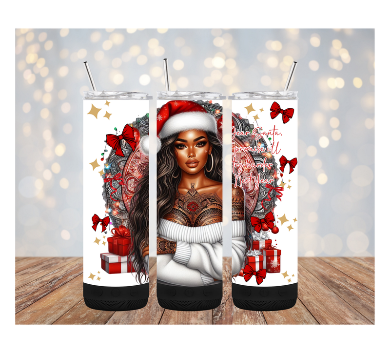 Xmas tattoo chick 20oz tumbler speaker