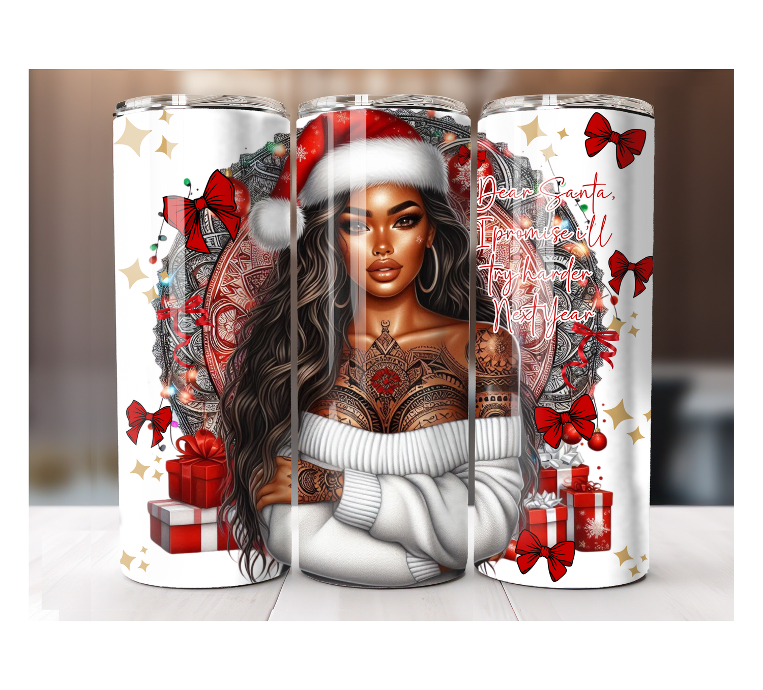 Xmas tattoo chick 20oz tumbler