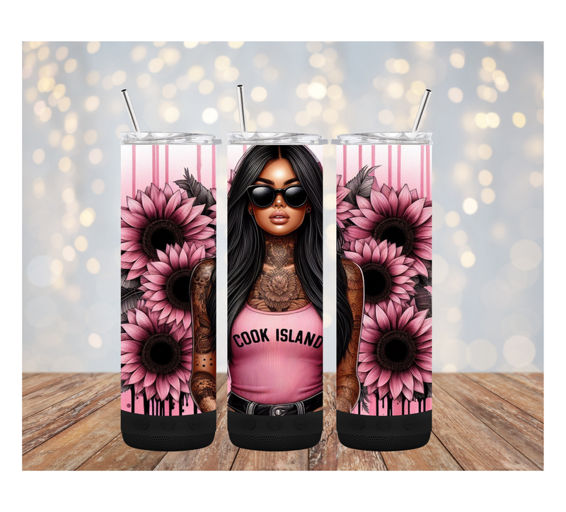 Cook Island tattoo chick 20oz tumbler speaker