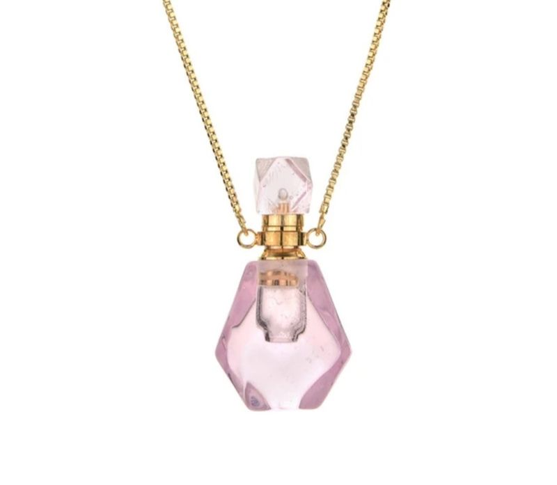 Rose Quartz perfume bottle pendant