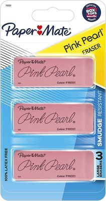 Erasers, pink or white, package of 2