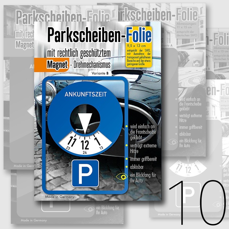 Parkscheibe Variante B. 10 Stück im Set