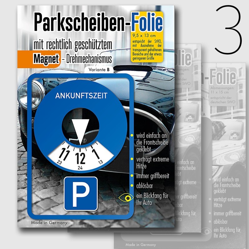 Parkscheibe Variante B. 3 Stück im Set