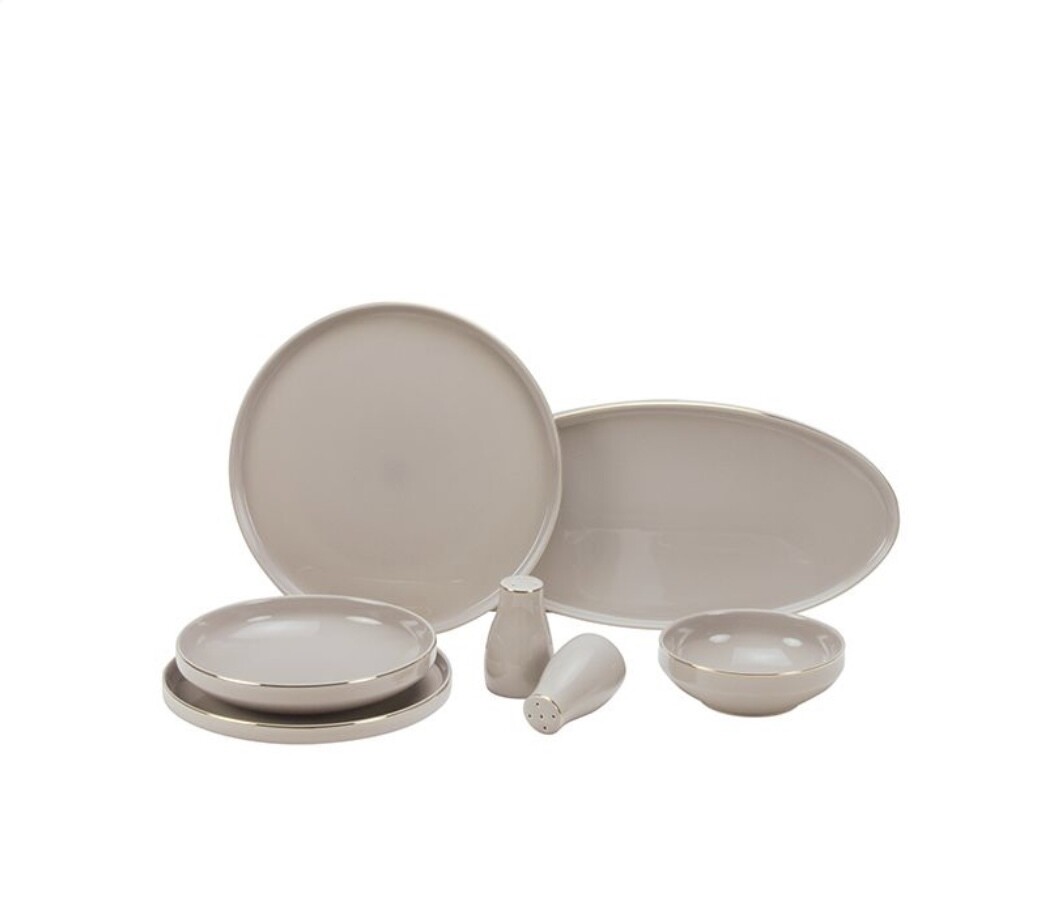 Bricard Lunel Porzellan Geschirrset Taupe - 27-teilig