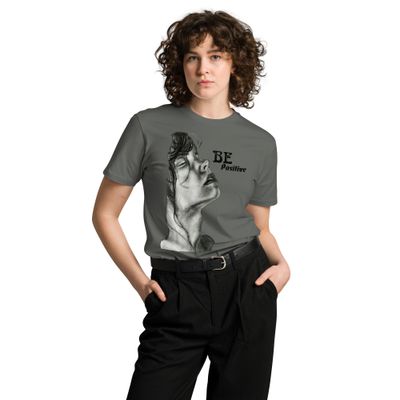 Unisex premium Be positive t-shirt printed by Original hand art 