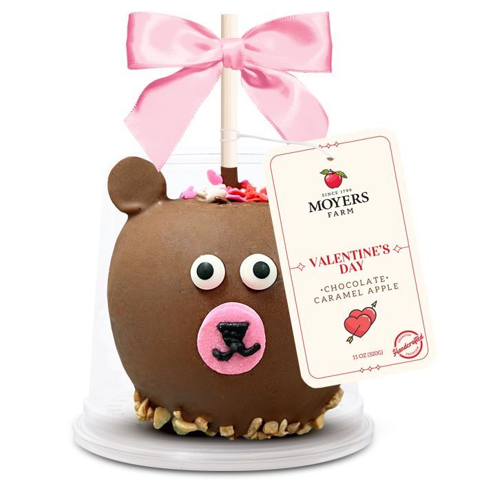 Valentine's Day Teddy Bear Single - Chocolate Caramel Apple