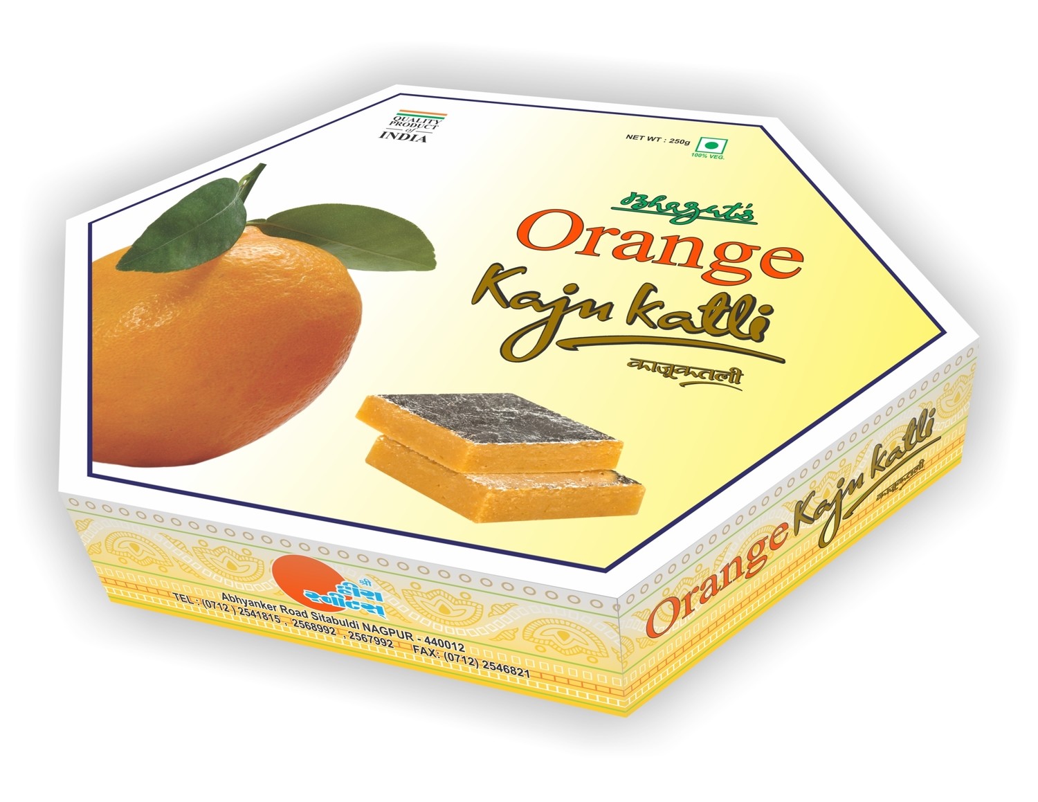 Orange Kaju Katli 250g