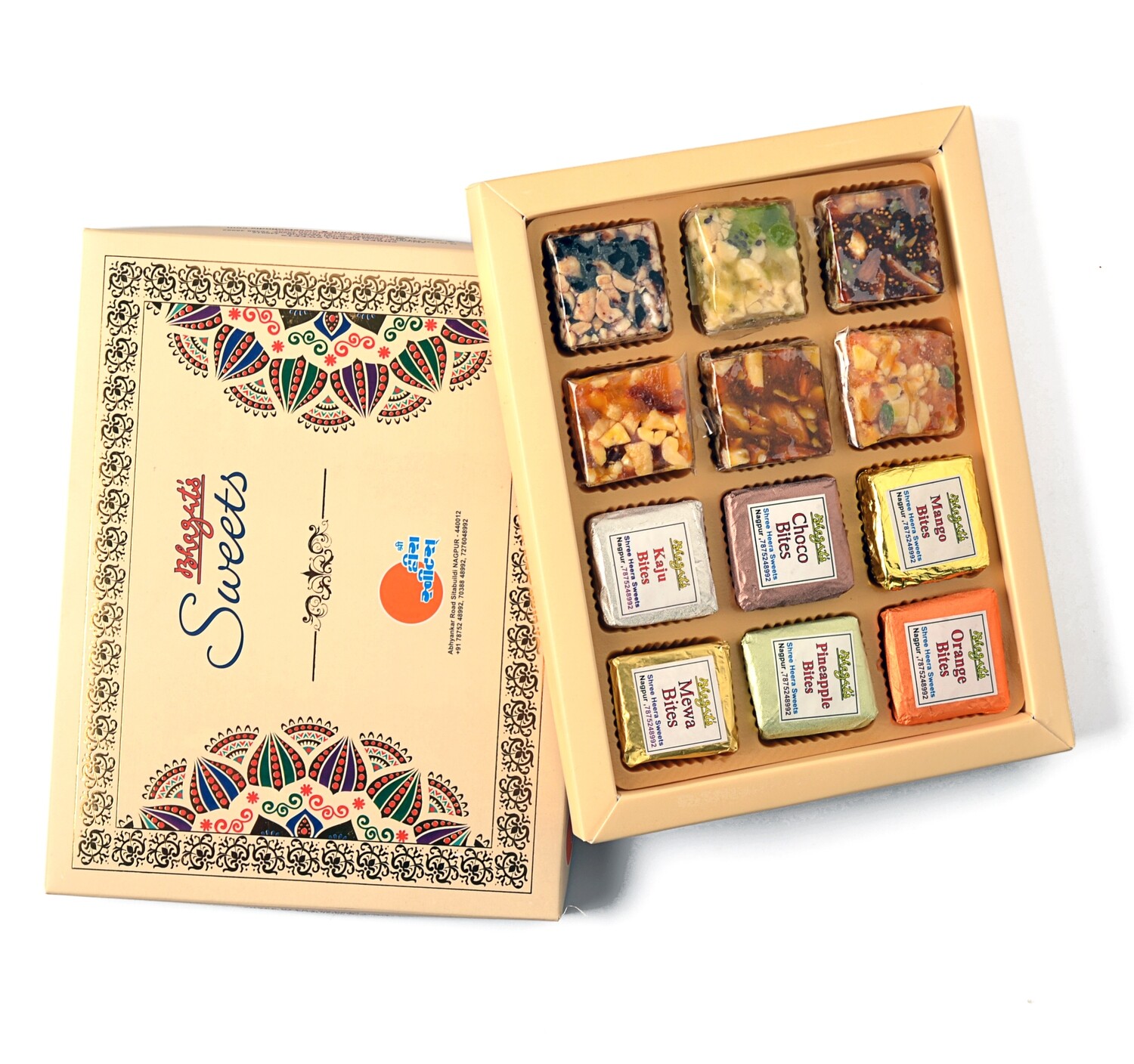 Bites &amp; Delights 250g - This Pack Contains - 6 Pc Dryfruits Bites , 4 Pc. Fruit Delights ,  1 pc.  Figs &amp; Nuts &amp; 1 Pc  Badam Khubani ​