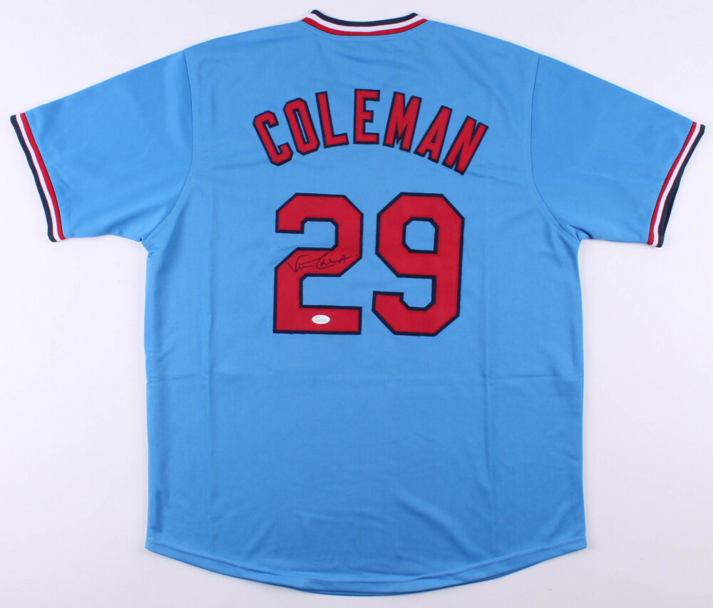 Vince Coleman Signed Jersey (JSA) and Vince Coleman Signed Cardinals Full-Size Batting Helmet (Schwartz Sports)