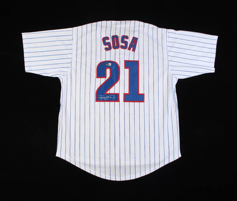 Sammy Sosa Signed Jersey (Beckett) and Lee Smith Signed Cubs 11x14 Photo Inscribed "428 Saves" (Beckett)