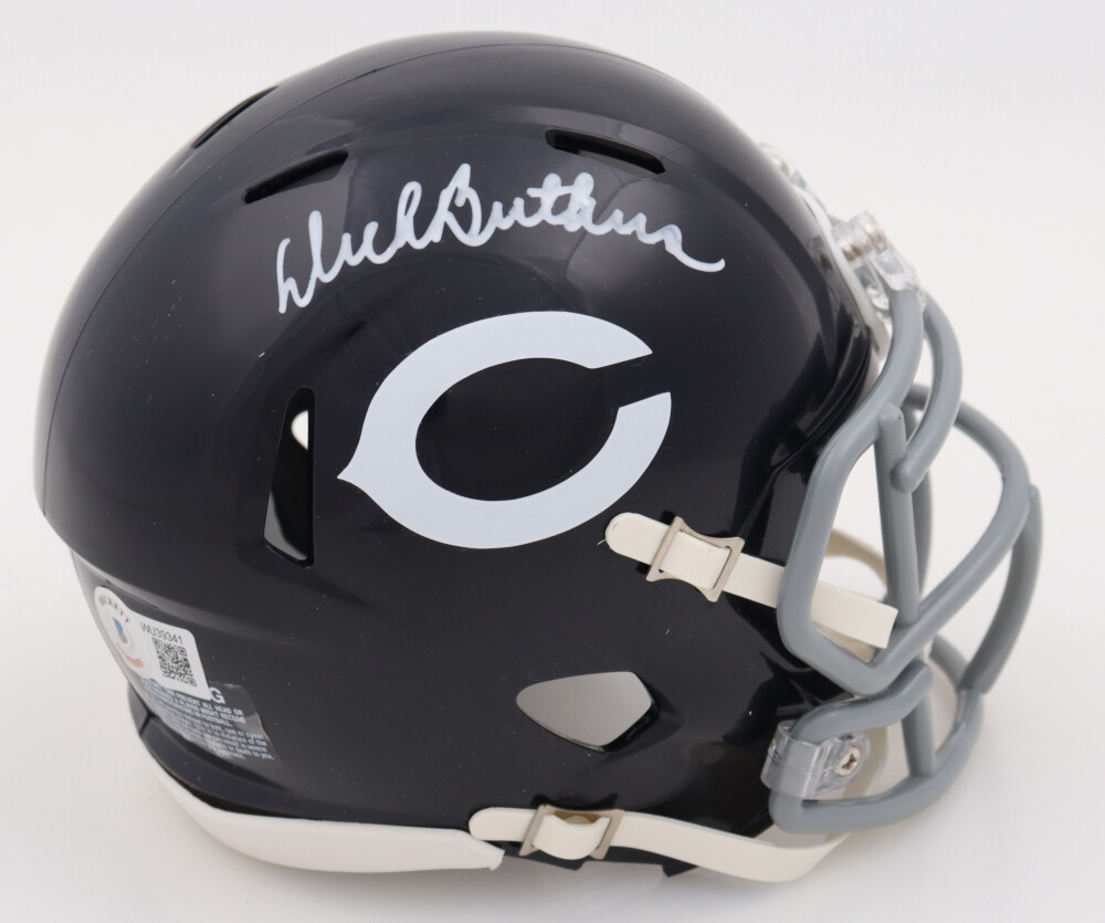 Dick Butkus Signed Bears Throwback Speed Mini Helmet (Beckett) and Dick Butkus Signed Jersey (JSA)
