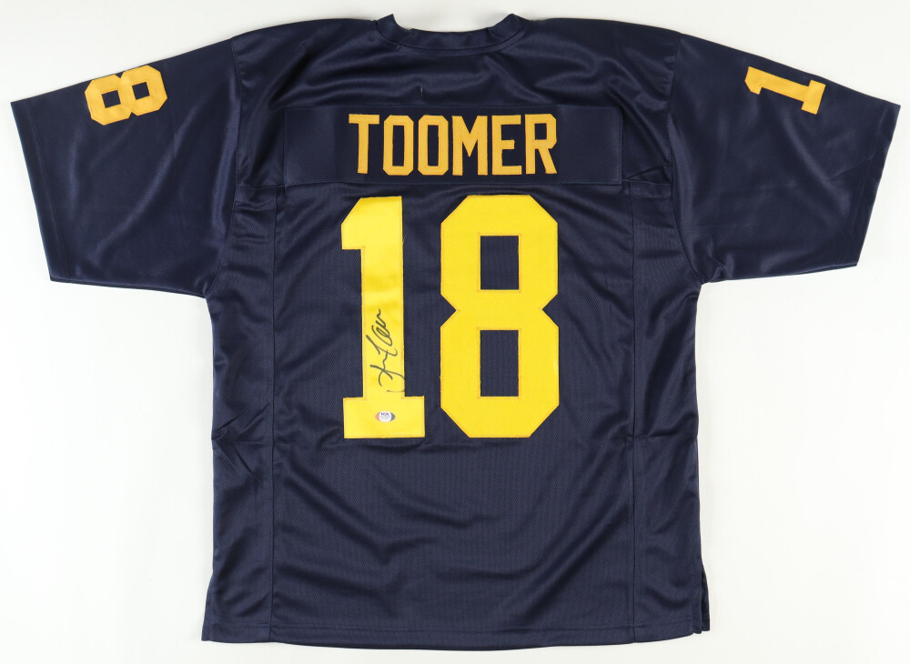 Amani Toomer Signed Jersey (PSA) and Anthony Carter Signed Michigan Wolverines Speed Mini Helmet (JSA)