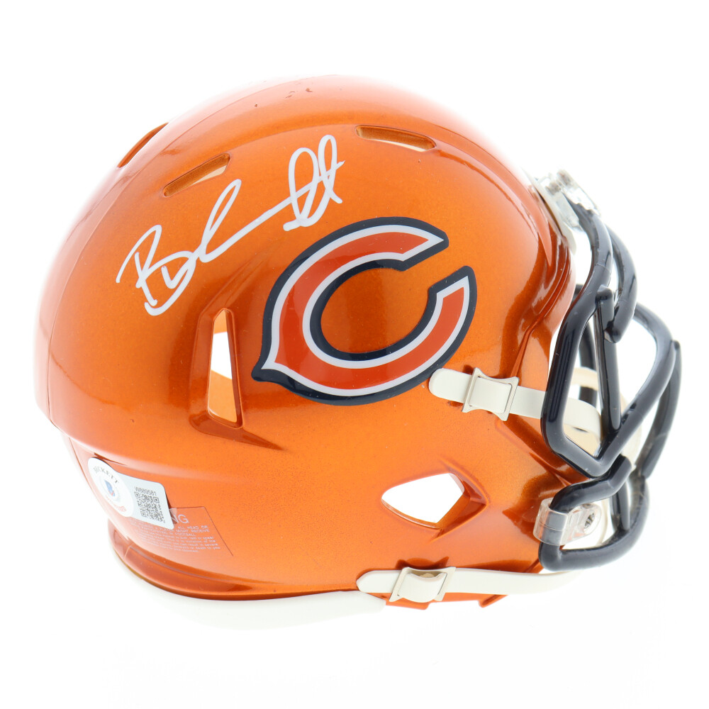 Brandon Marshall Signed Bears Flash Alternate Speed Mini Helmet (Beckett) and Brandon Marshall Signed Jersey (Beckett)