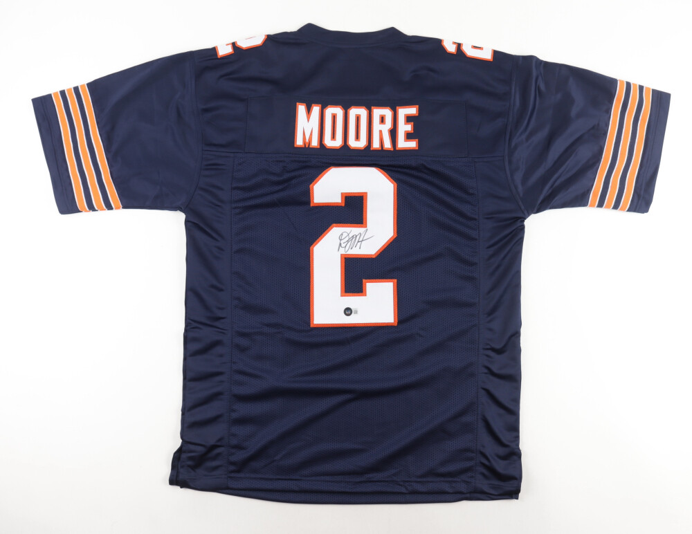 D. J. Moore Signed Jersey (Beckett) and D. J. Moore Signed Bears Speed Mini Helmet (JSA) and D.J. Moore Signed Bears 16x20 Photo (JSA)
