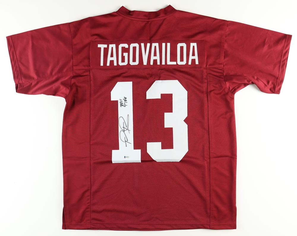 DeVonta Smith Signed Alabama Crimson Tide Jersey (Beckett) and Tua Tagovailoa Signed Alabama Crimson Tide Jersey Inscribed 