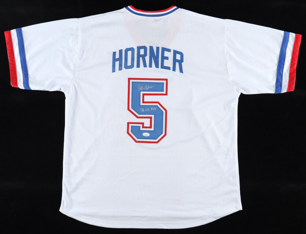 Bob Horner Signed Jersey Inscribed "78 NL ROY" (JSA) and Bob Horner Signed Braves 8x10 Photo Inscribed "1978 N.L. ROY" (PSA)
