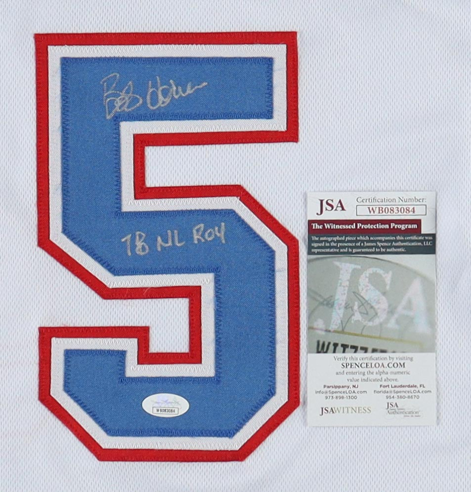 Bob Horner Signed Jersey Inscribed 
