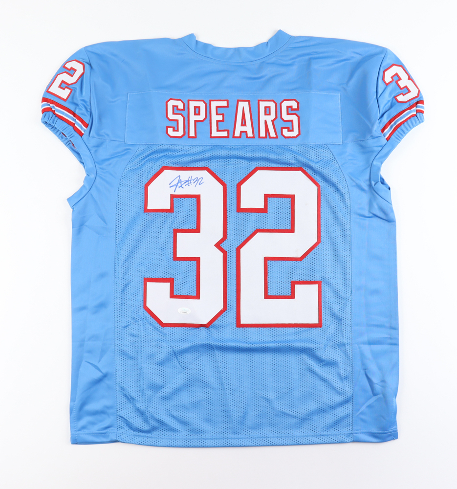 Tyjae Spears Signed Throwback Houston Oilers Jersey (JSA) & Tyjae Spears Signed Tennessee Titans Jersey (JSA)