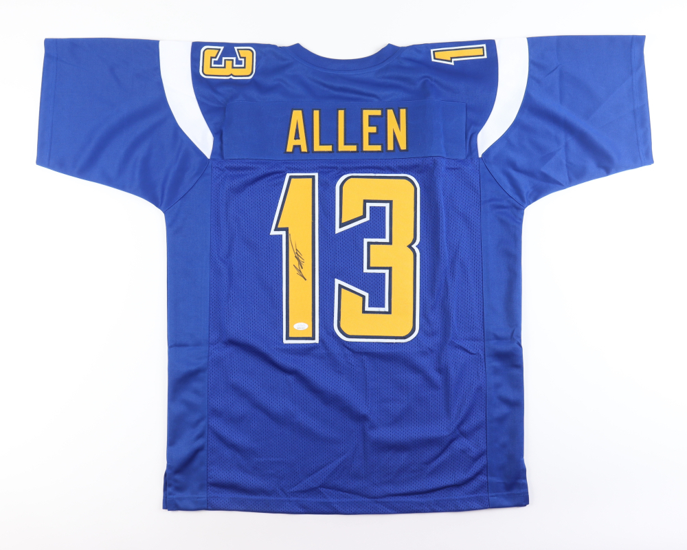 Keenan Allen Signed San Diego Chargers Jersey (JSA), Keenan Allen Signed Chargers Lunar Eclipse Alternate Speed Chargers Mini Helmet (Beckett) & Mike Williams Signed San Diego Jersey (Beckett)