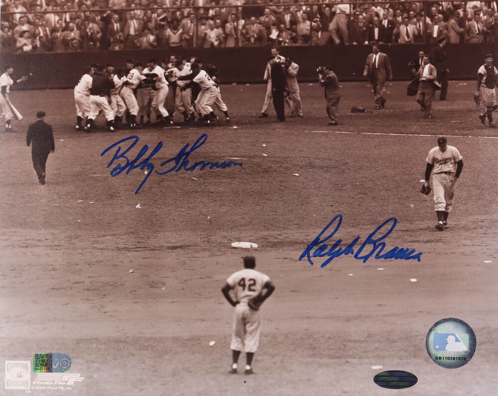 Bobby Thomson & Ralph Branca Signed "Shot Heard 'Round The World" 8x10 Photo (AIV & Steiner)