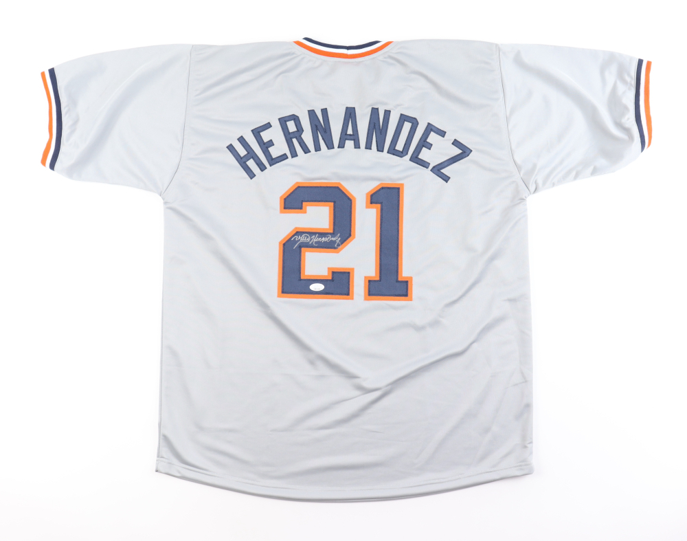 Willie Hernandez Signed Detroit Tigers Jersey (JSA) & Mickey Tettleton Signed Detroit Tigers Jersey Inscribed 