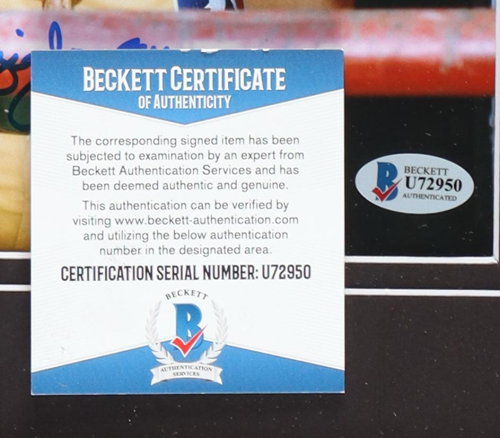 Reggie Jackson Signed Oakland A's Custom Framed Photo Display with Official 1973 World Series Pin (Beckett)