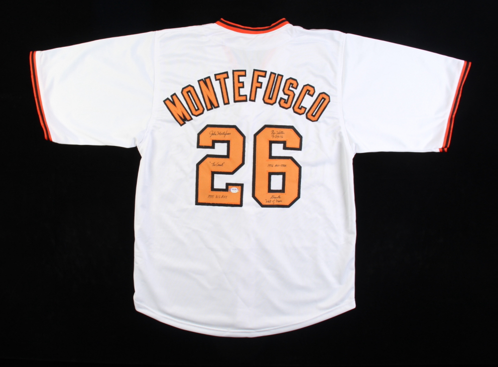 John Montefusco San Francisco Giants Signed Jersey with Multiple Inscriptions (PSA) & John Montefusco Signed New York Yankees 8x10 Photo Inscribed 